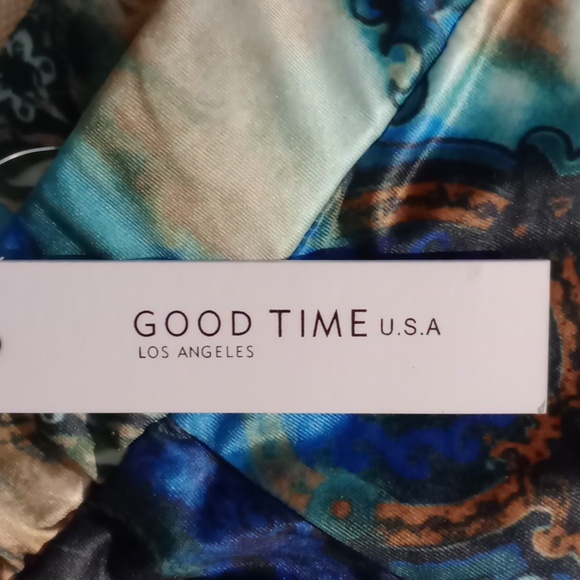 BNWT good time USA fun boho blue and green print leggings size medium - Picture 2 of 7